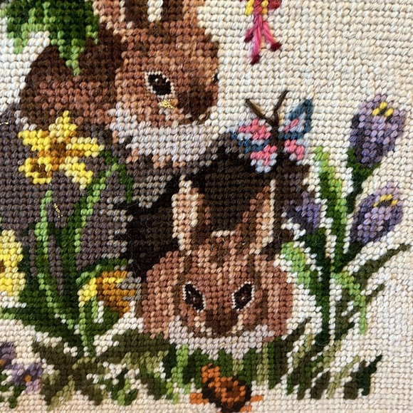 Floral Bunny Needlepoint Canvas